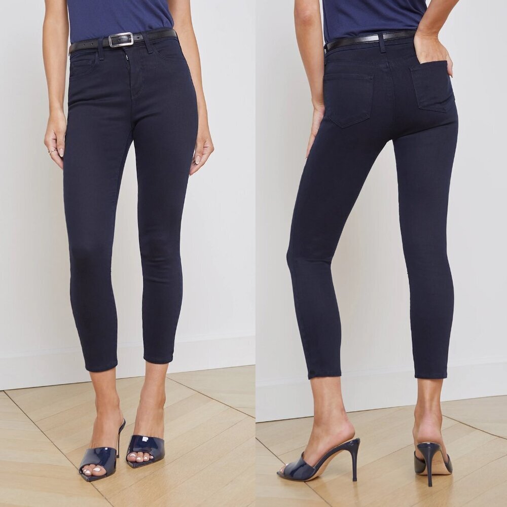 NWT New $265 L'AGENCE Margot Crop Skinny MIDNIGHT Pants Size 24''